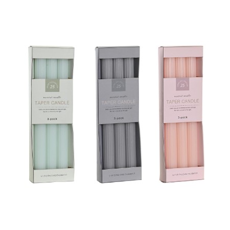 SET DE 3 VELAS COLOR PASTEL