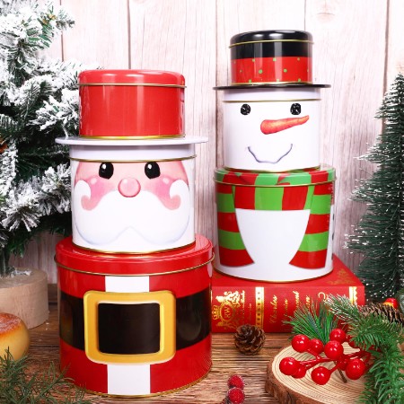 SET 3 CAJAS METAL PAPA NOEL/MU?ECO NIEVE